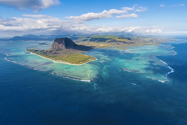 mauritius island birds eye view