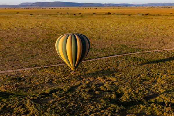 hot air balloon tanzania aerial view