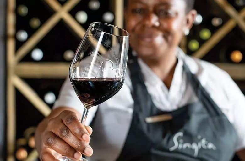 Wine tasting with Minnie Mthombeni at Singita Lebombo Lodge
