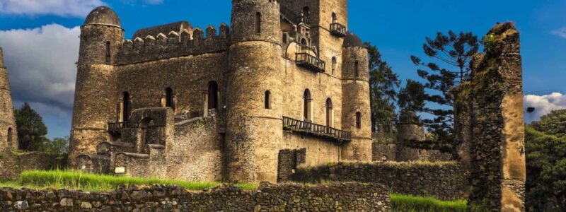 Ethiopia, Gondar (Gonder). Royal Enclosure (Fasil Ghebbi) - Fasilides castle (Fasil Gemb). Royal Enclosure is on UNESCO World Heritage List