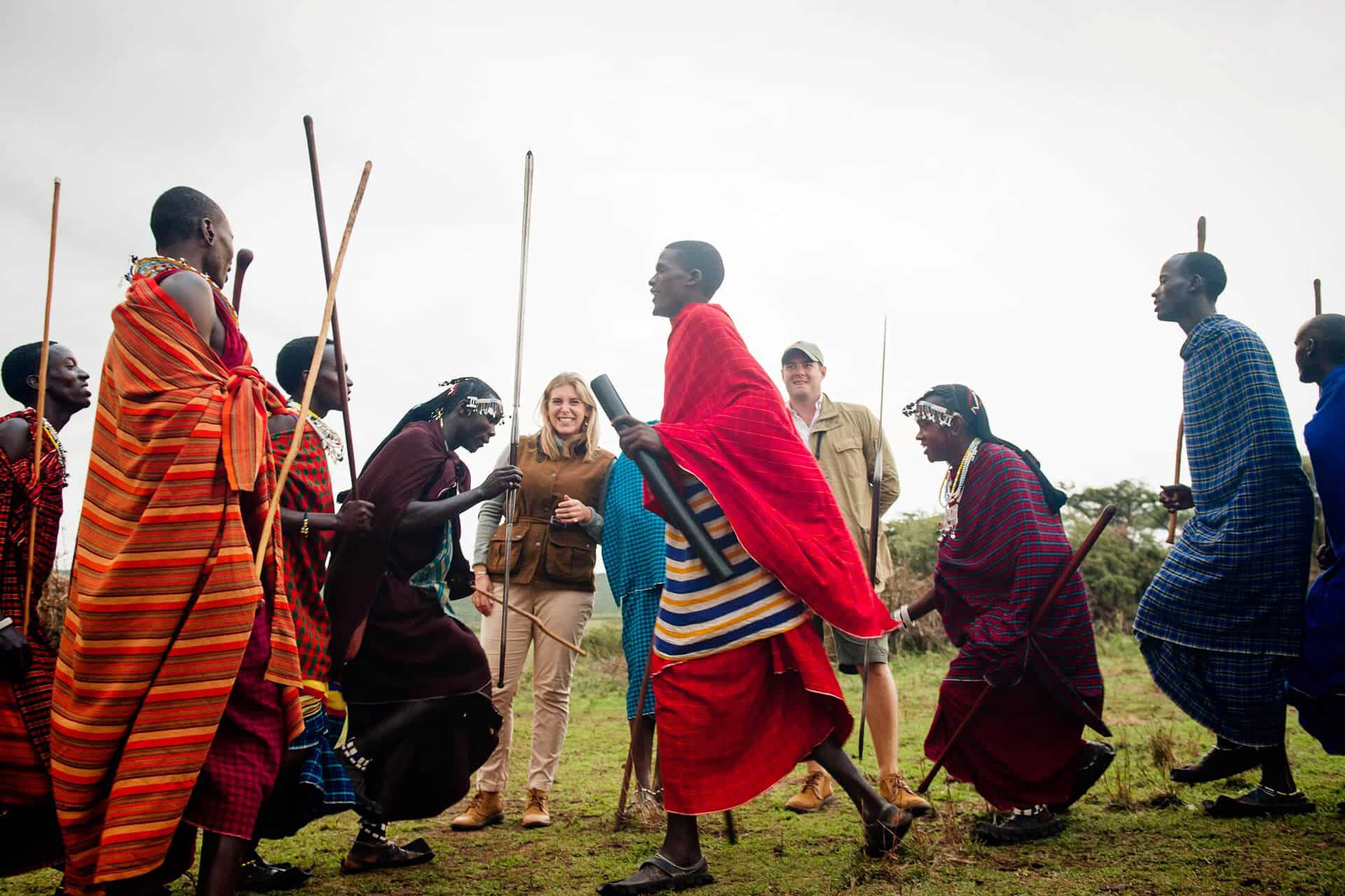 Guests visiting a nearby Maasai village at Entamanu Ngorongoro