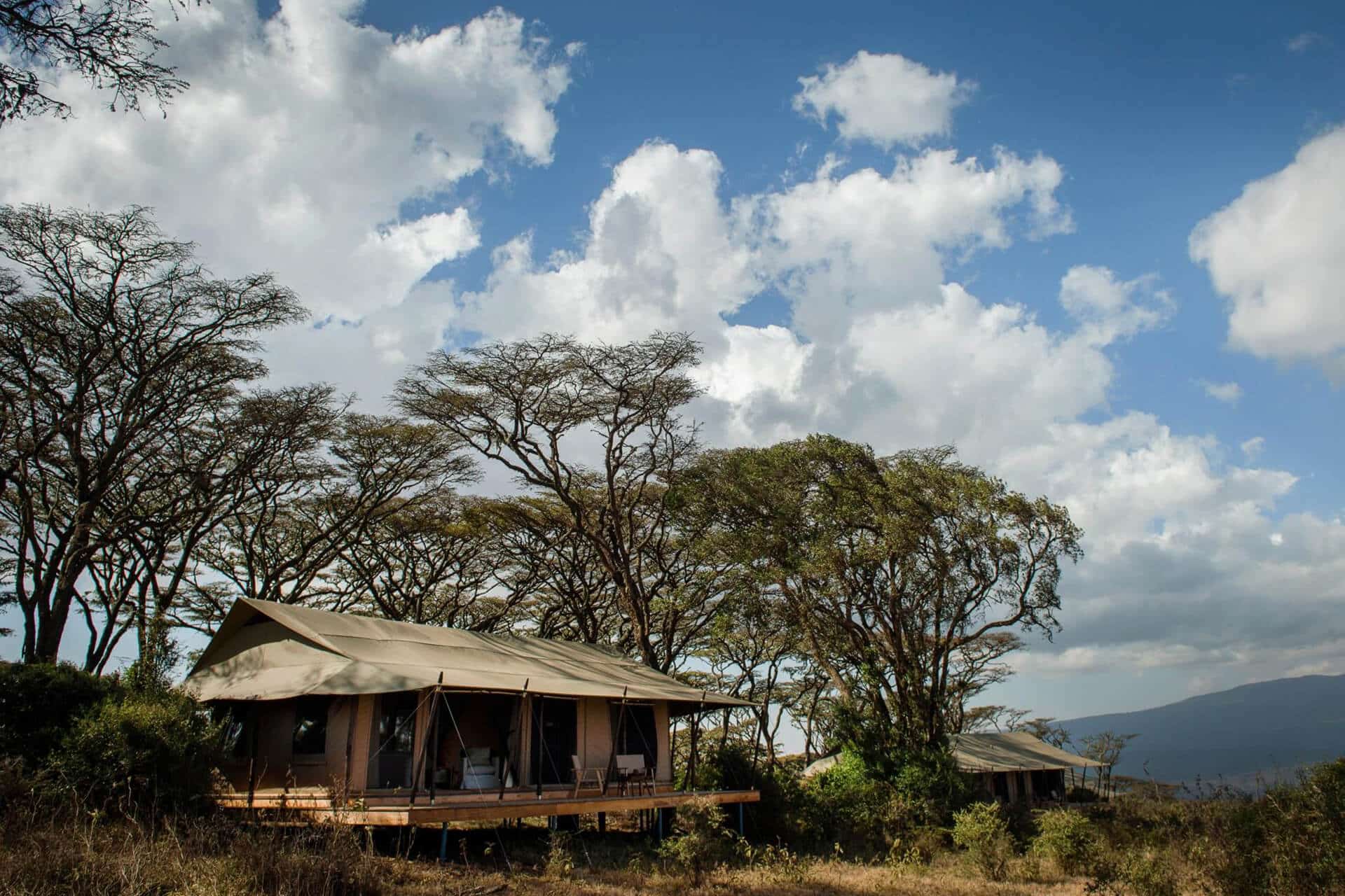 Tent at Entamanu Ngorongoro overlooking the Ngorongoro Crater