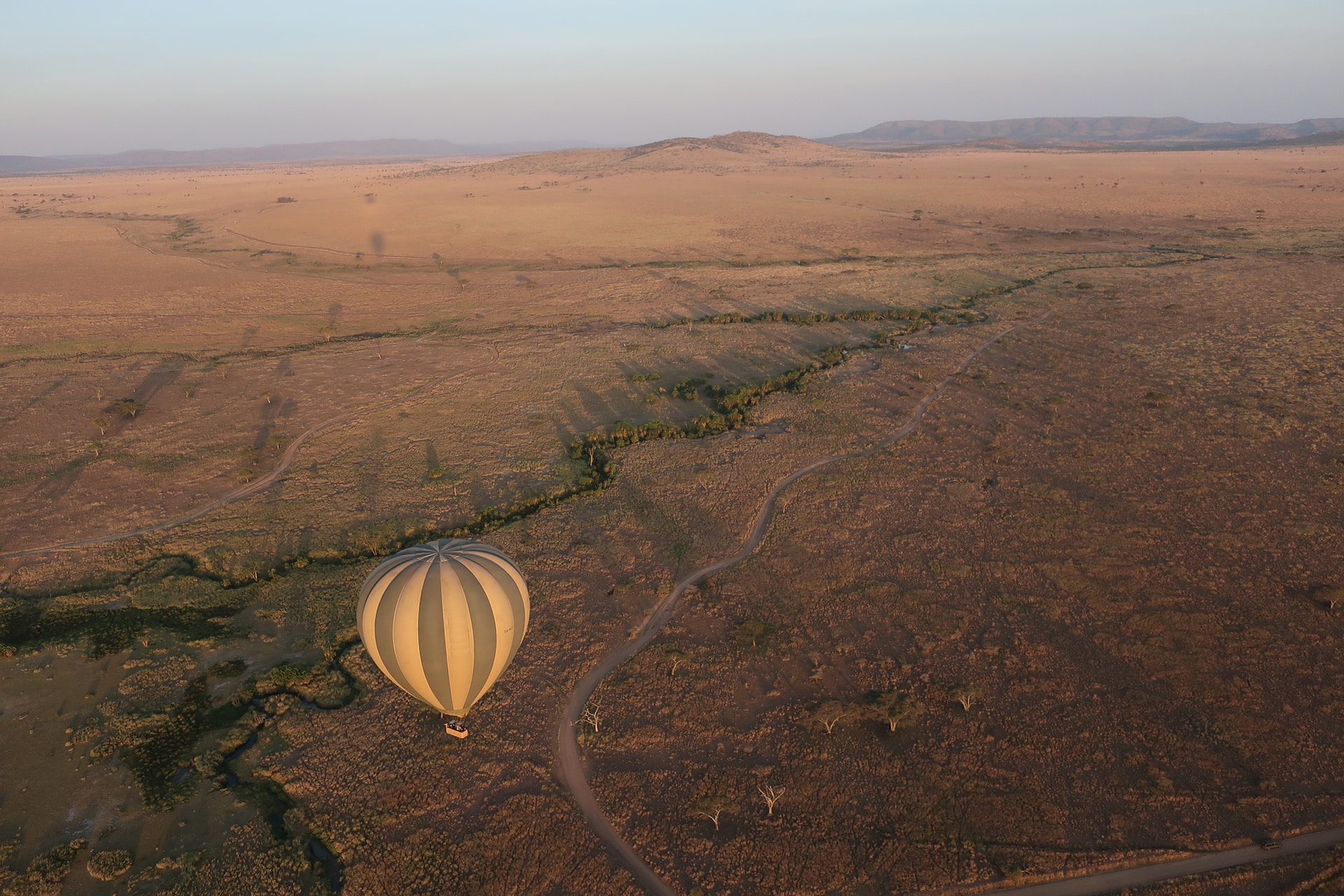 Hot air ballooning while on a Tanzania safari