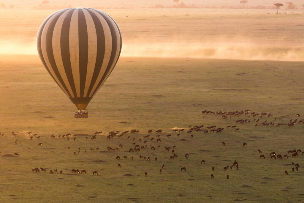 Sunrise hot air ballooning, a must for any luxury safari honeymoon