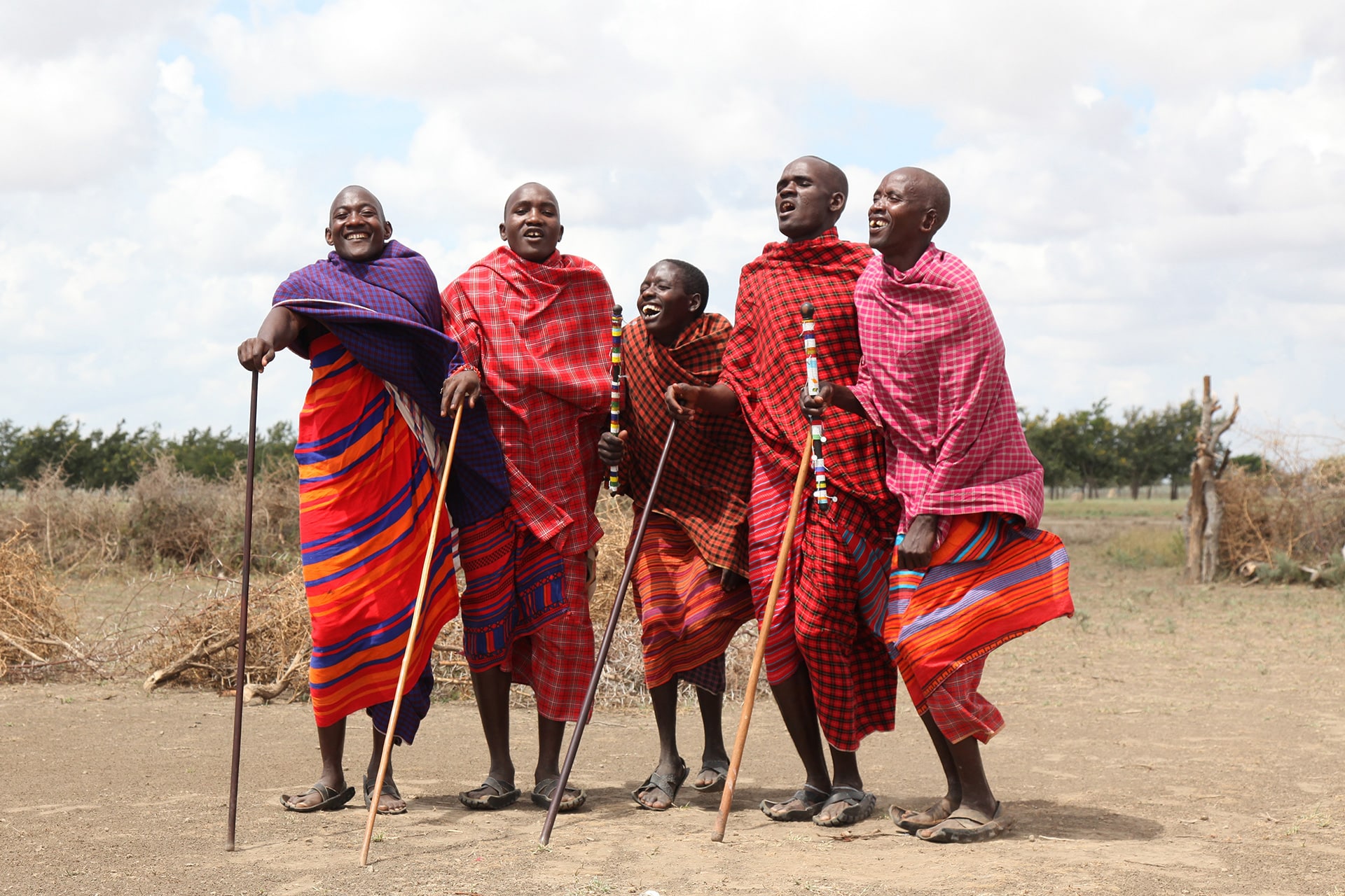 A group maasai of East Africa singing