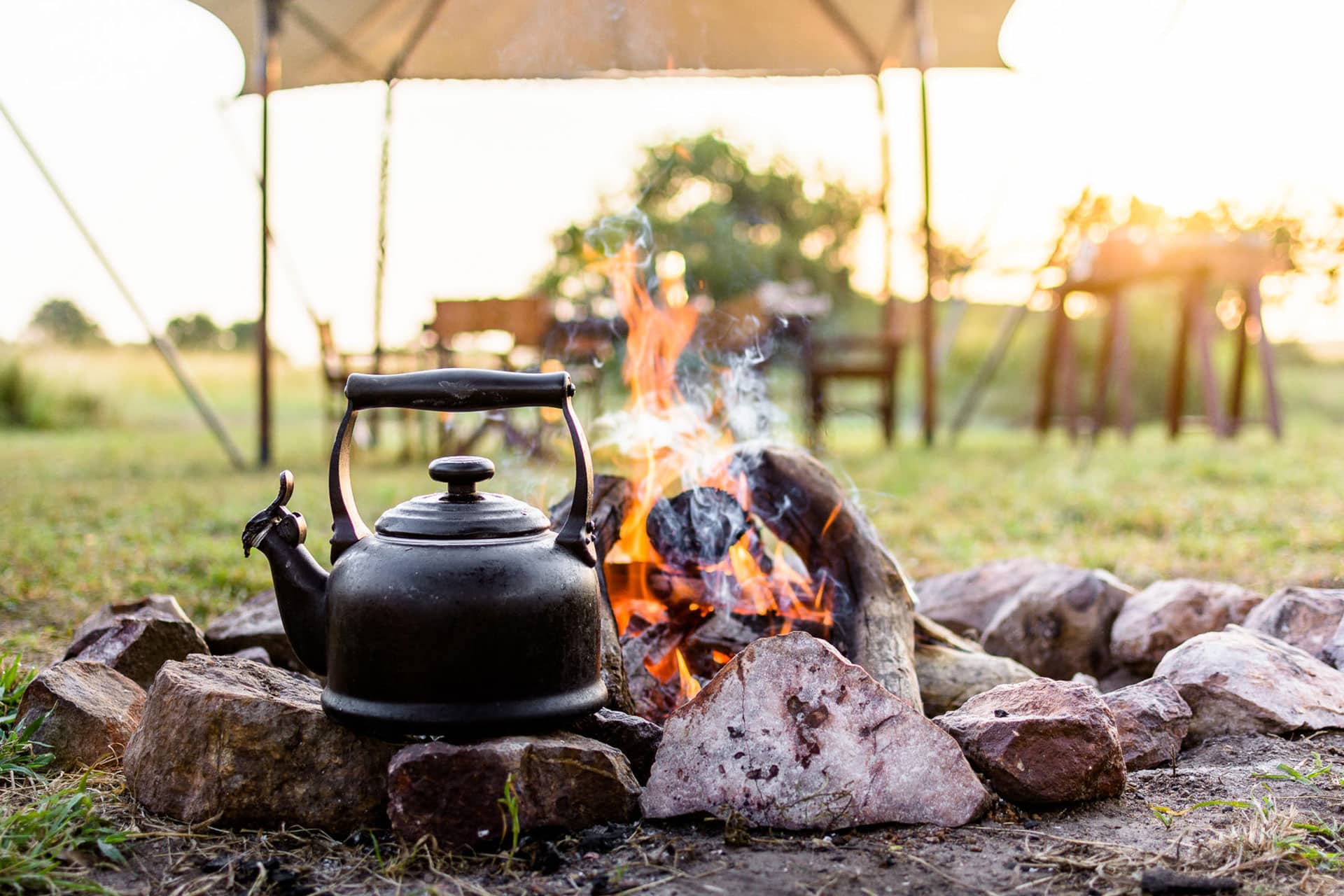 Tea Kettle near an open fire