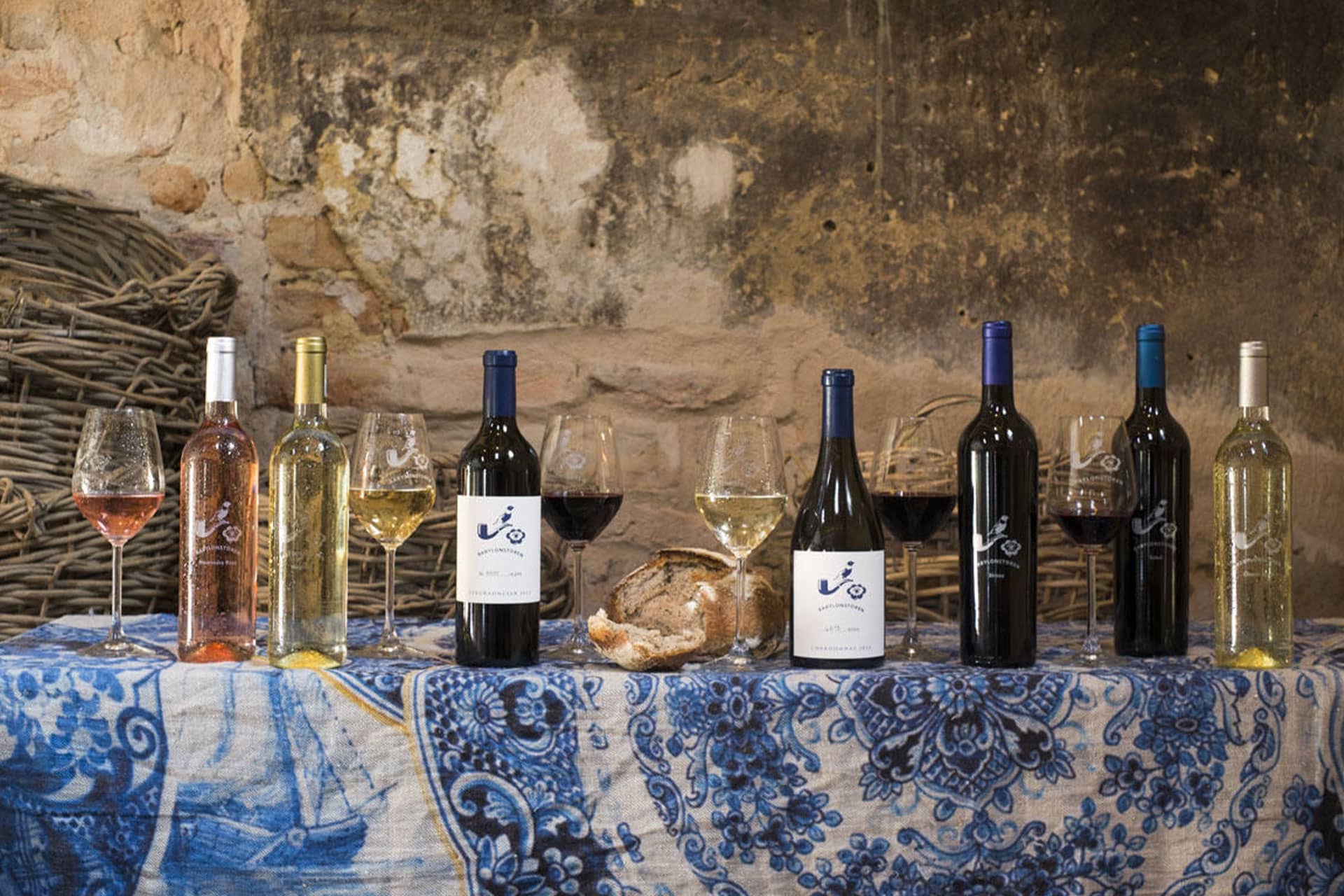 A selection of wines at Babylonstoren Farm and Hotel