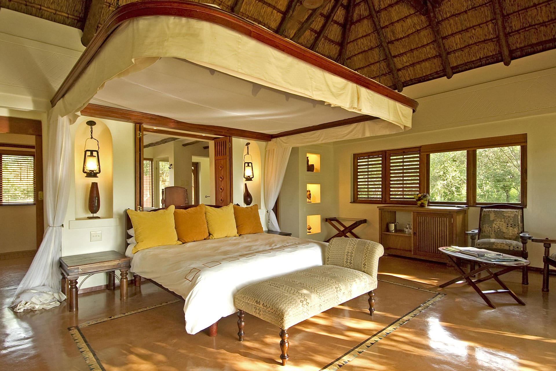 An interior of a bedroom at Chobe Chilwero