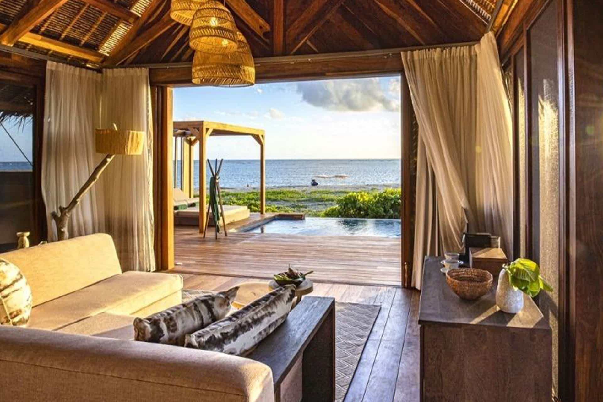 The view from a luxury beach villa at Banyan Tree Ilha Caldeira, Mozambique.