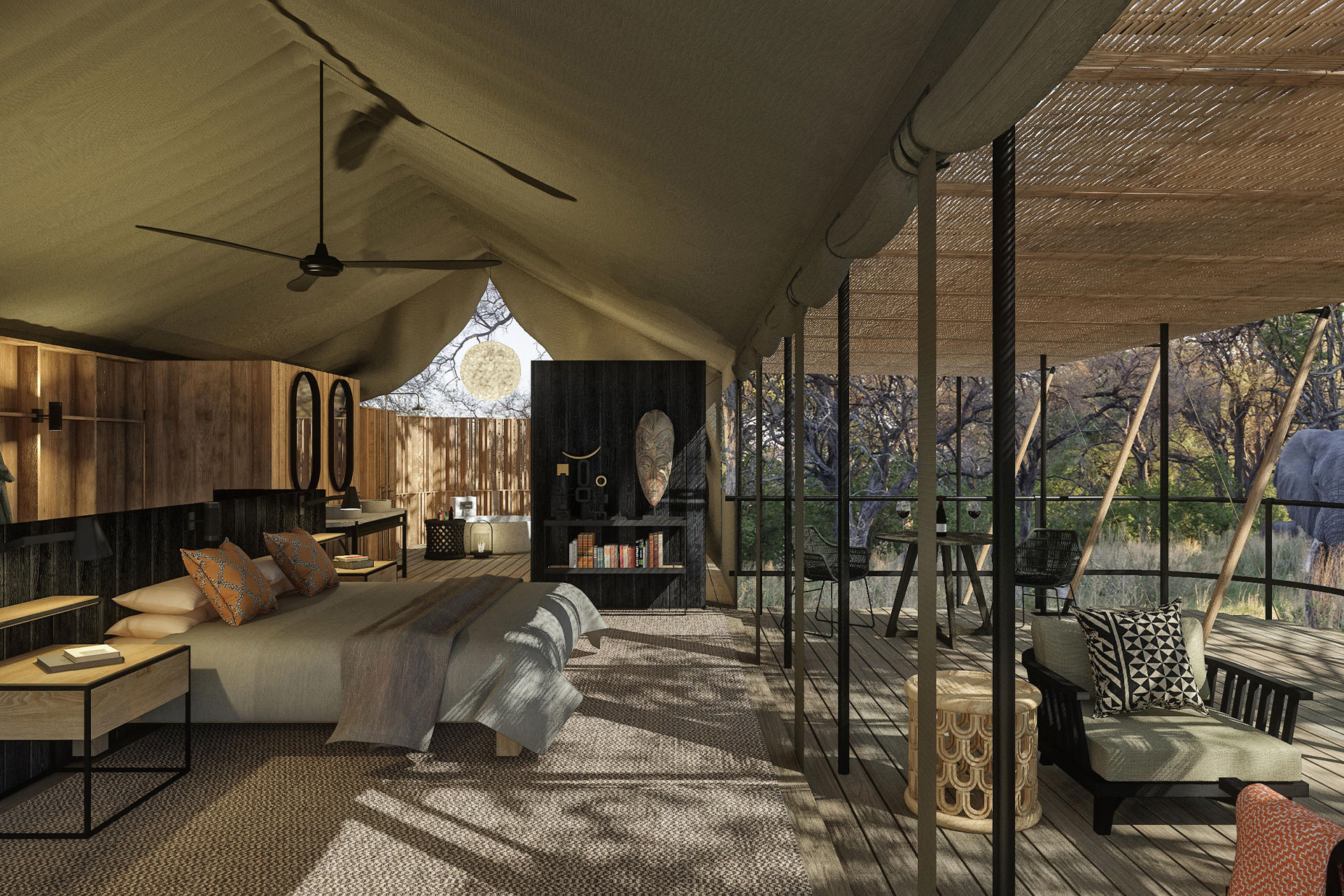 The stylish interior of a luxury tent at Kiri Camp – one of the new luxury lodges in Africa 2022.