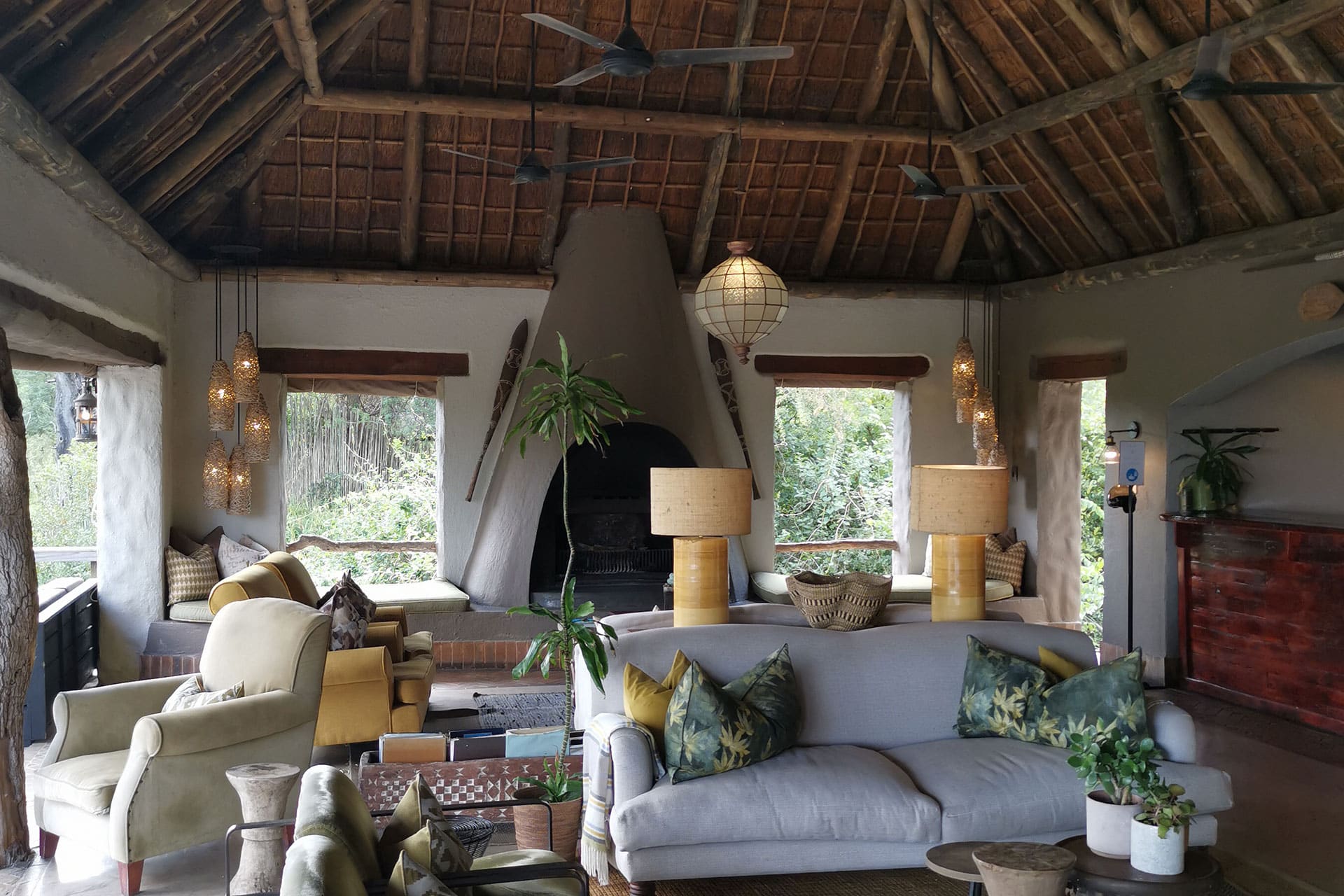 The main lounge area at Simbambili Game Lodge – a lodge from the Thornybush collection.