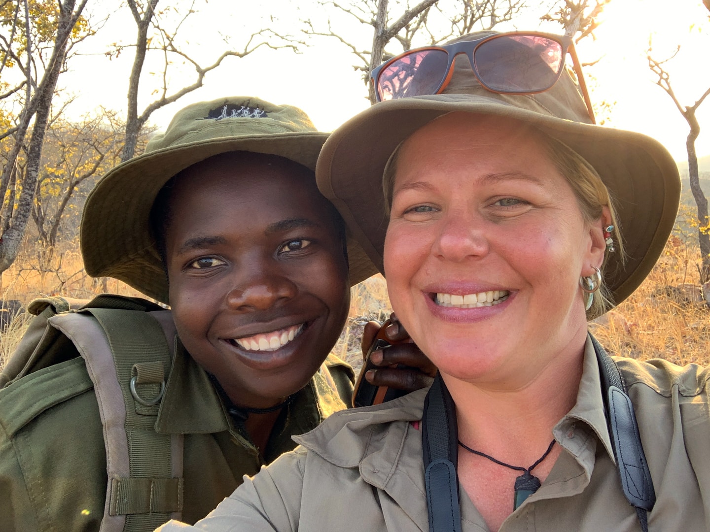 Holly Budge and a ranger from Akashinga, or ‘The Brave Ones’, an all female anti-poaching ranger unit in Zimbabwe