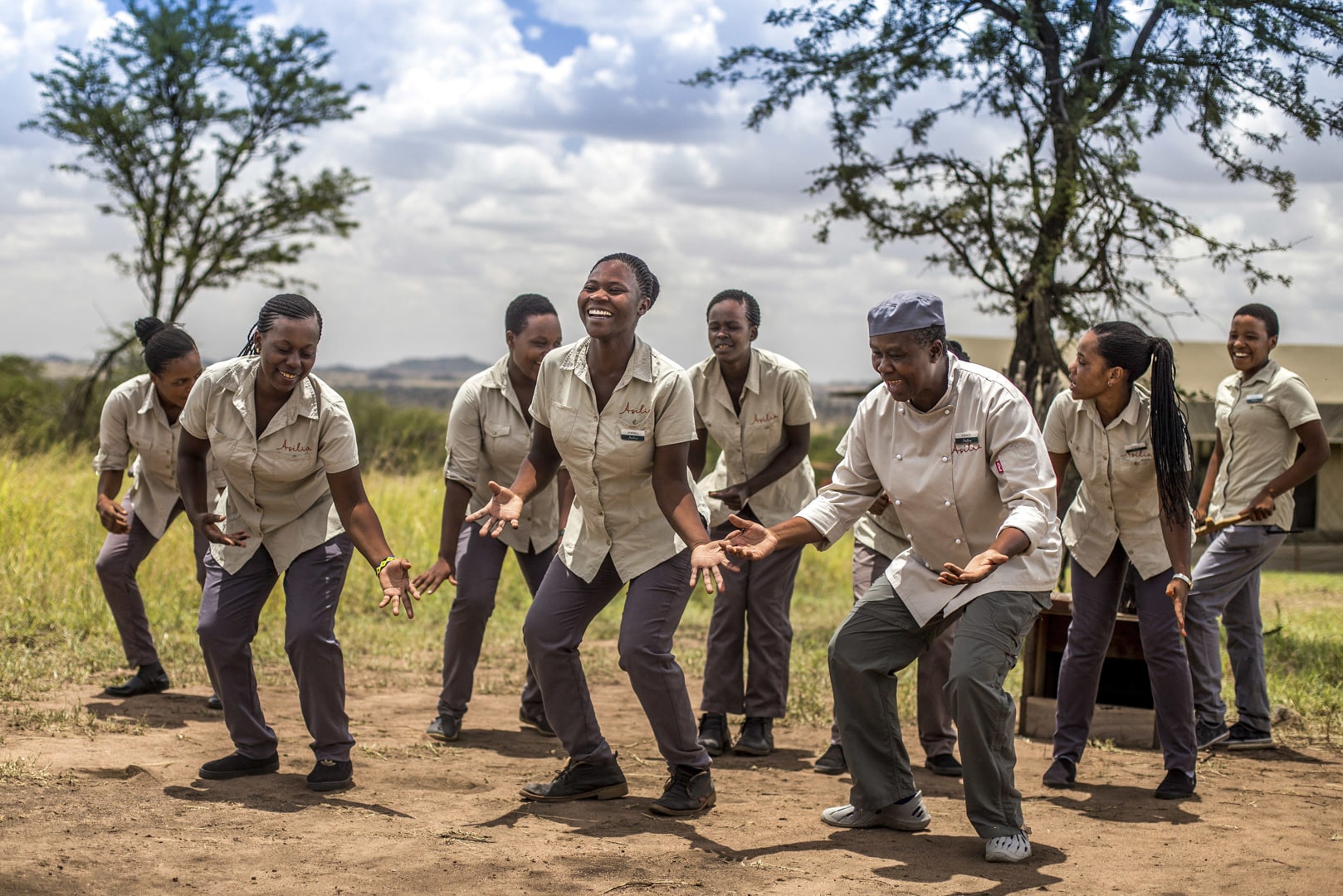 The all-female team at Dunia Camp in the Serengeti.