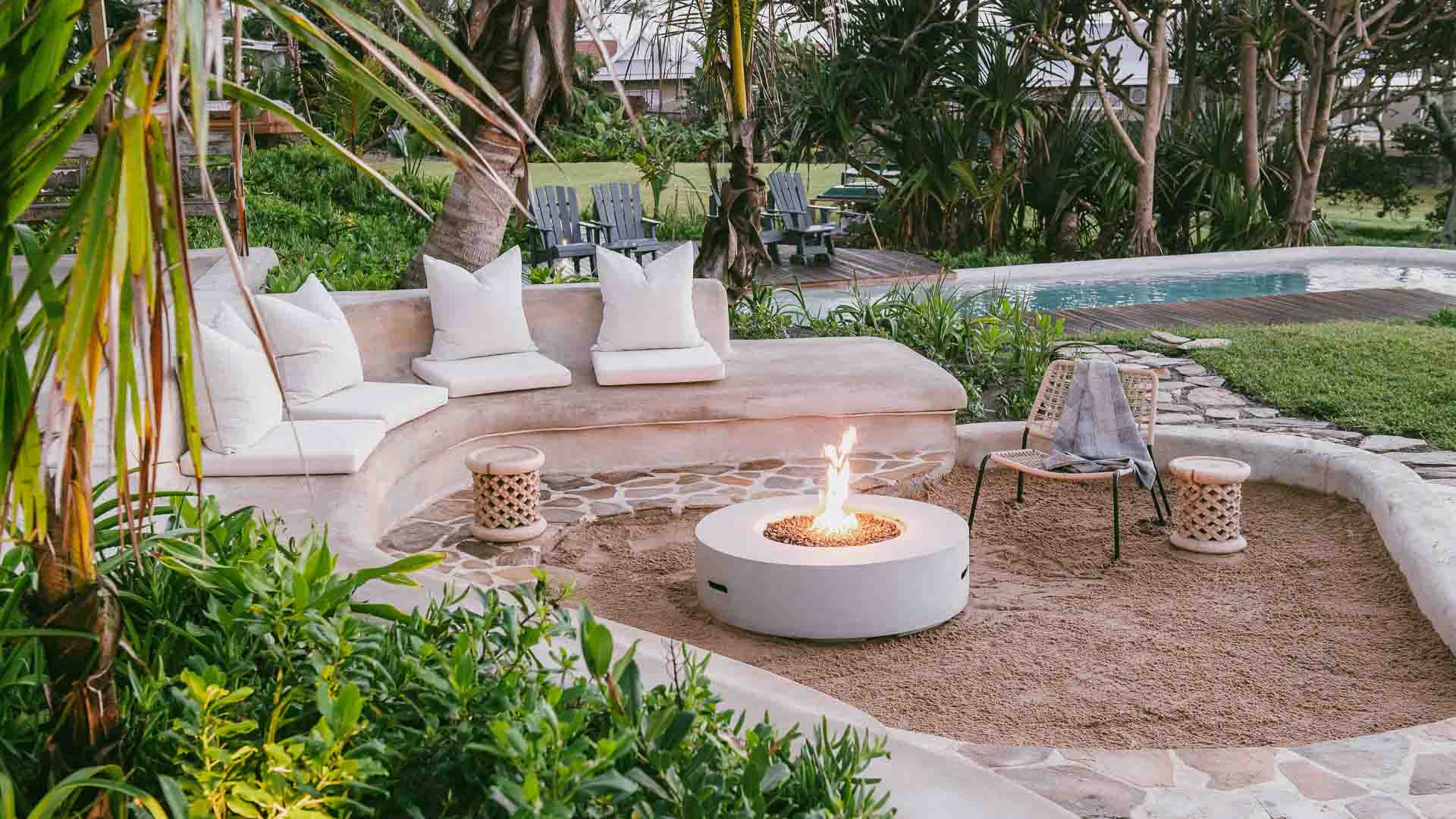 The fire pit at Sala Beach House – a popular Ballito hotel in South Africa.
