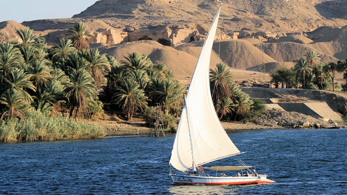 Felucca sailing boat on the River Nile