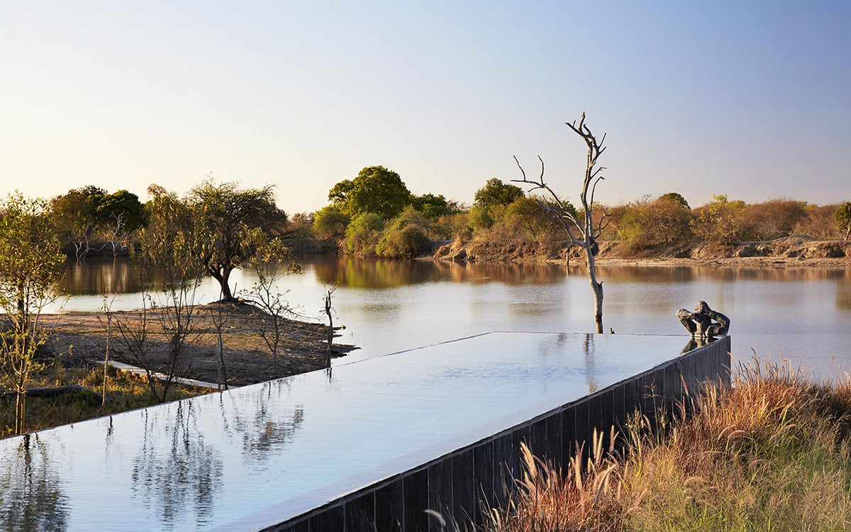 One of Kubili House’s stunning swimming pools overlooking the dam - one of the top villas in Africa.
