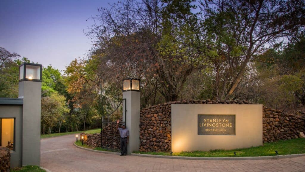 wall with entrance sign to Stanley & Livingstone Boutique Hotel