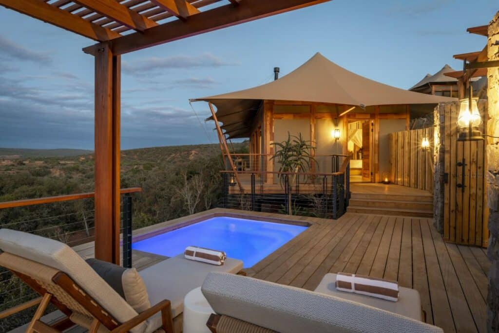 heated safari pool at Sindile Lodge, Shamwari with Ker & Downey Africa