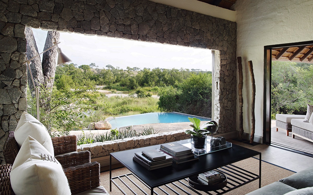 Private granite suites at Londolozi leading out to a heated pool in a private safari in South Africa