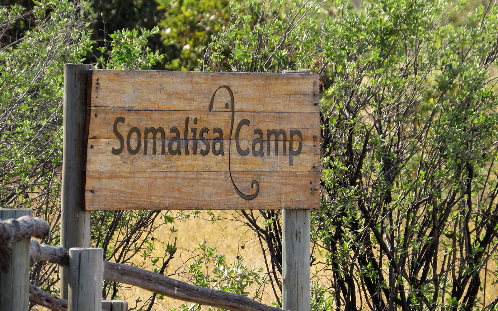 Somalisa Camp entrance sign with Ker & Downey Africa