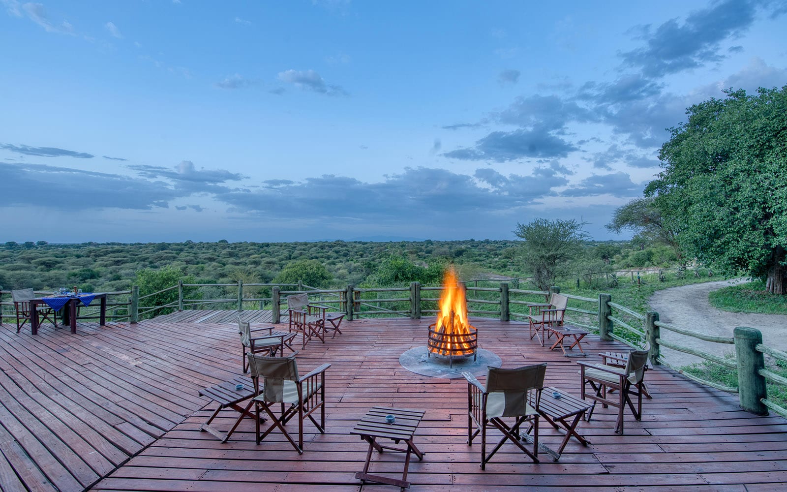 The fire pit at Mbali Mbali Tarangire River Camp, one of the lodges in Tanzania with Ker & Downey Africa