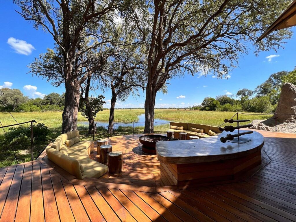 Enjoy views of the tranquil Khwai River with a beverage in hand while staying at the inviting, eco-conscious Khwai Leadwood