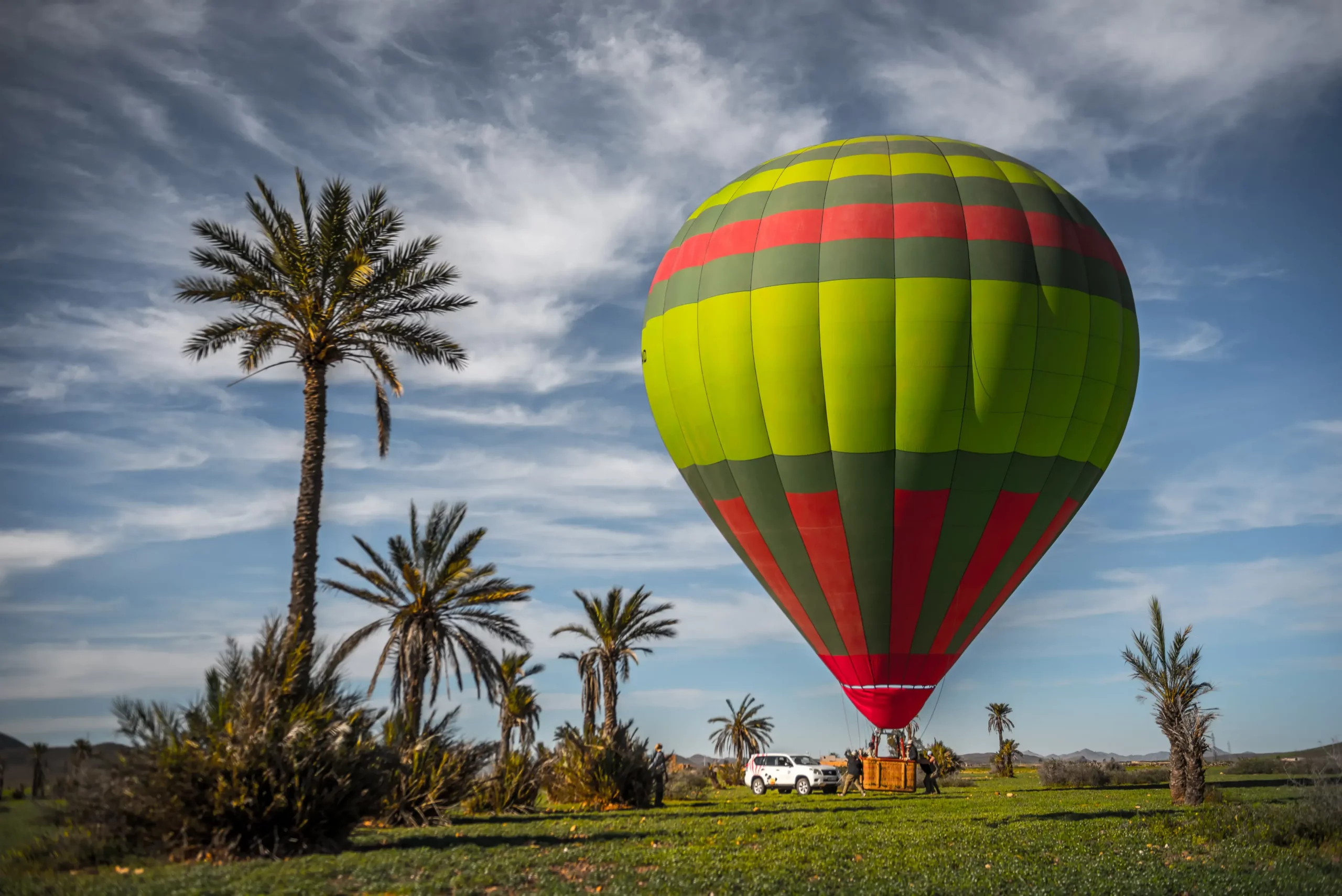 Hot air balloon from the foot of Atlas Mountains
