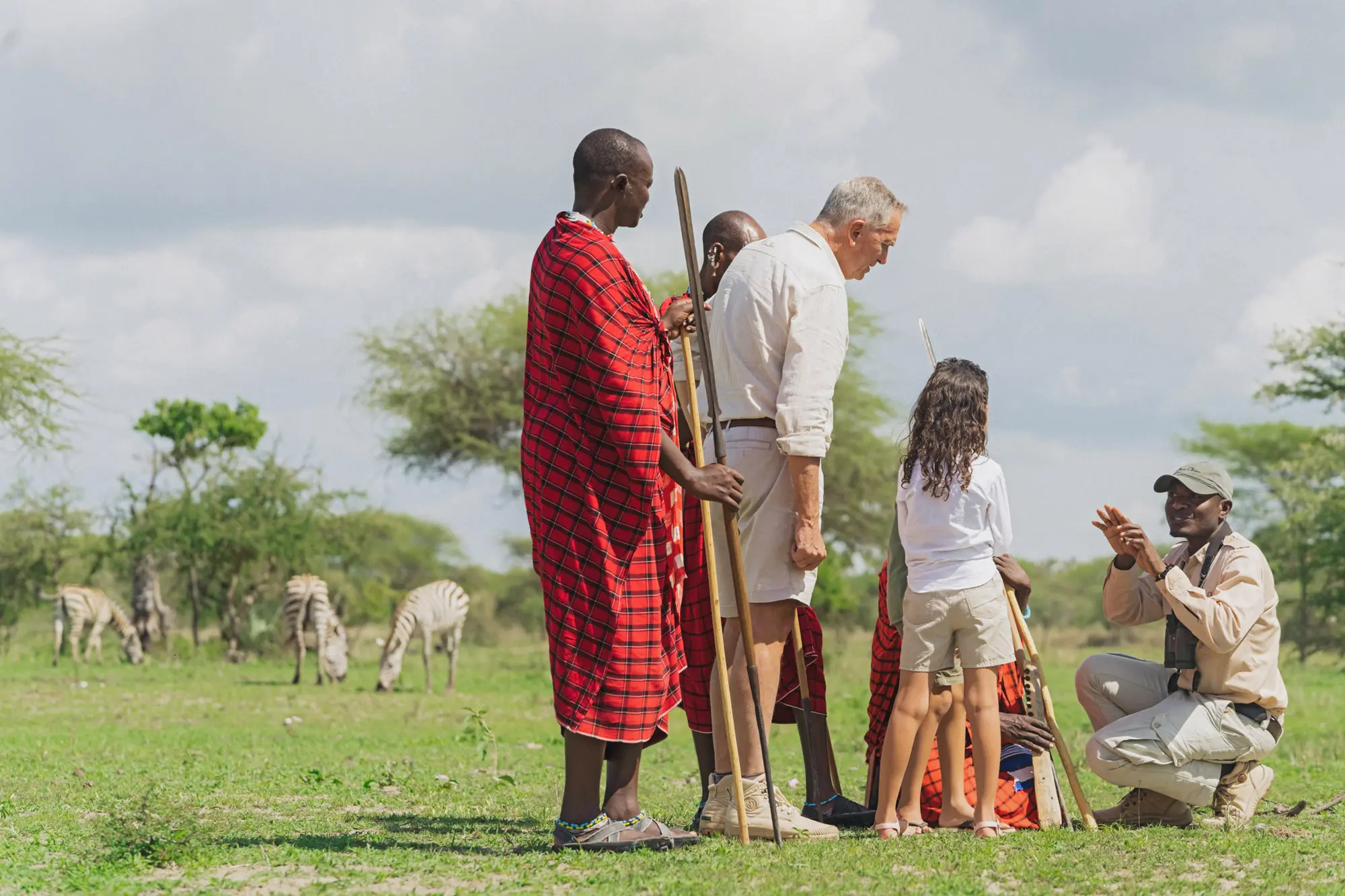 Guided luxury walk safari with Maasai warriors for a luxury family safari in Tanzania